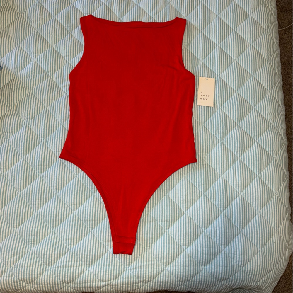 a new day Red Sleeveless Bodysuit